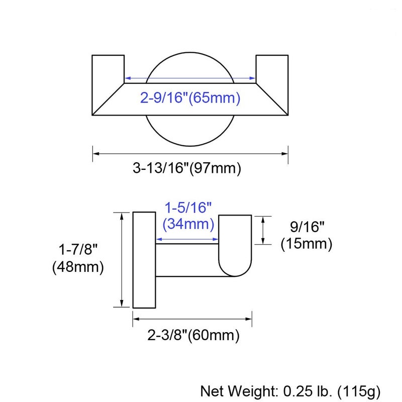 Angle Simple Towel Hook for Bathroom, SUS 304 Stainless Steel, Double Hand Towel Coat Holder for Wall, Brushed Nickel - Image 2